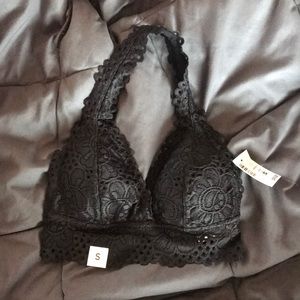 Black halter lace bralette